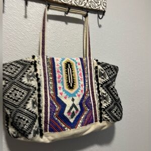 Colorful beaded beach bag